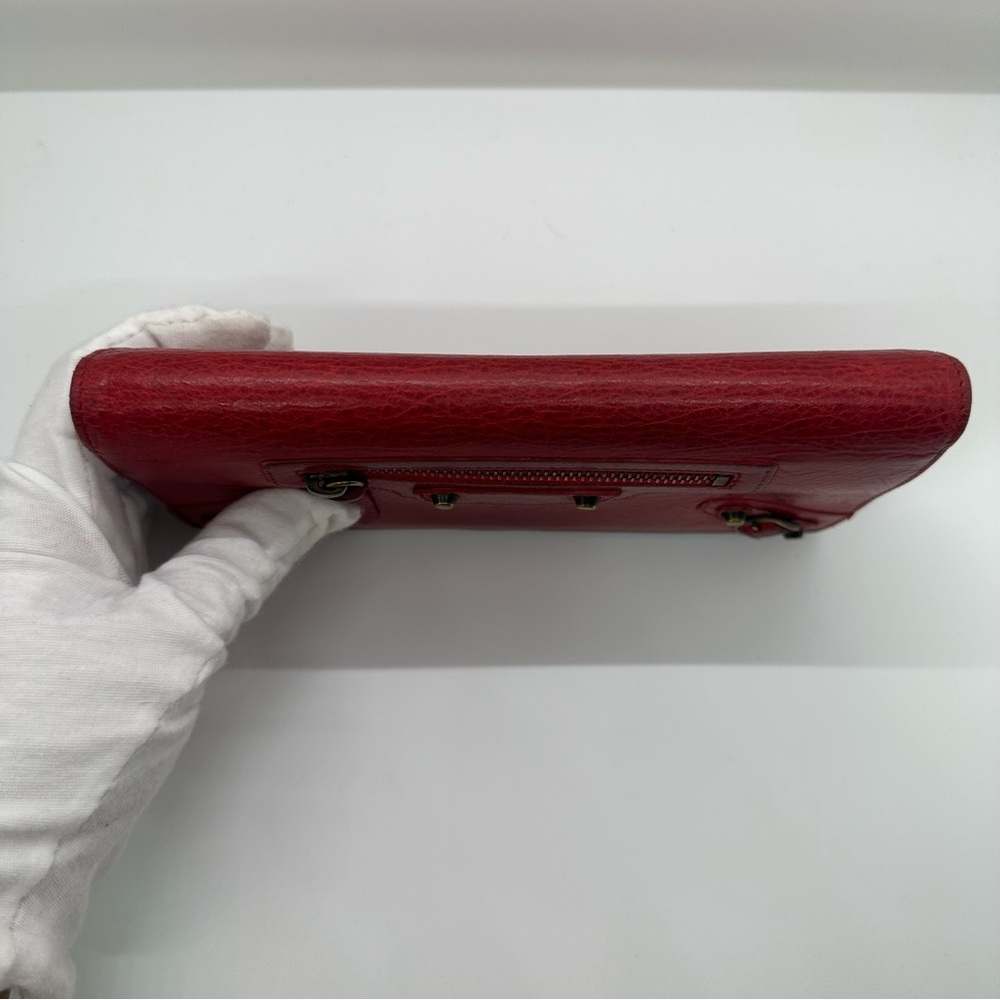 Balenciaga | Red Agneau Classic Hardware Money Long Continental Wallet - Picture 8 of 13